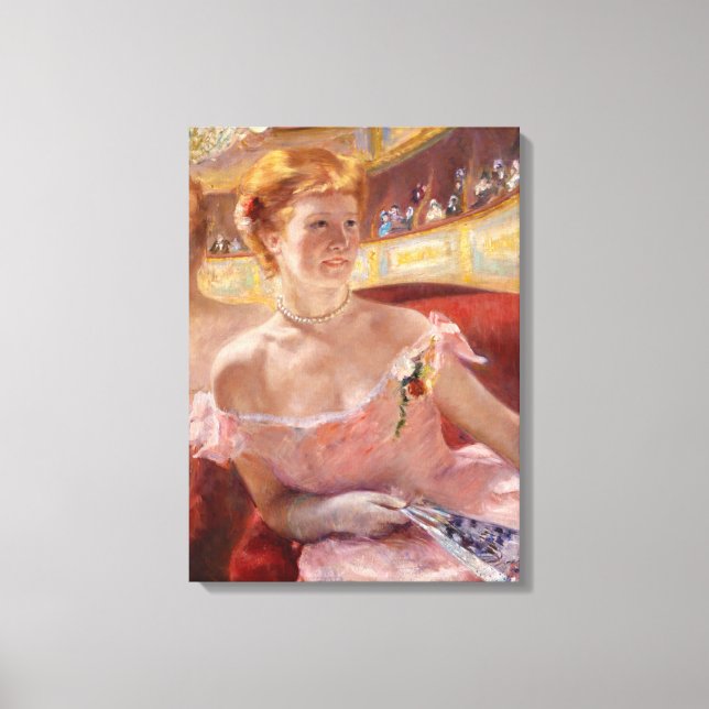 American Woman with a Pearl Necklace & Pink Dress Canvas Print (Front)