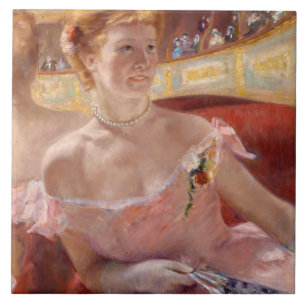 American Woman with a Pearl Necklace & Pink Dress Tile