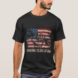 American Working Class Hero Blue Collar Us Flag T-Shirt