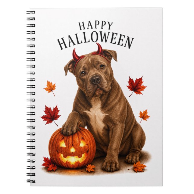 American XL Bully Halloween Devil Dog Notebook (Front)