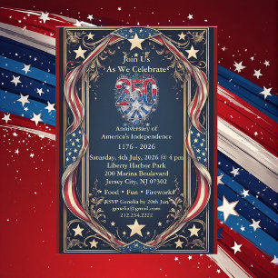 Americana 250 Anniversary Stars and Stripes Party  Invitation