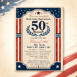 Americana 50th Class Reunion Red White & Blue Postcard