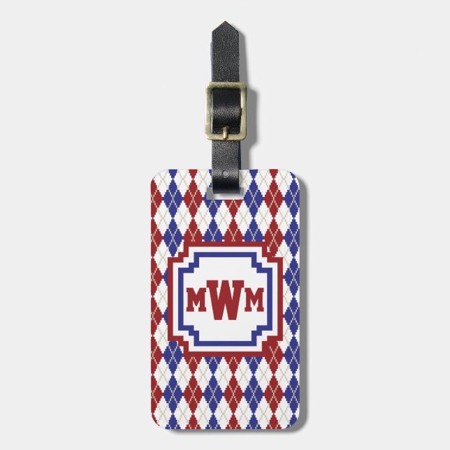 Americana Argyle Luggage Tag (Front Vertical)