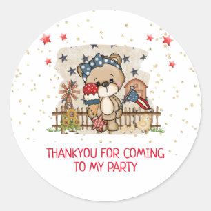 Americana Birthday Party Thankyou Sticker