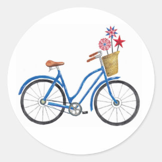Americana Blue Bike Classic Round Sticker