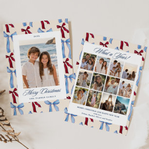 Americana Bow Pattern What a Year Photo Holiday Card