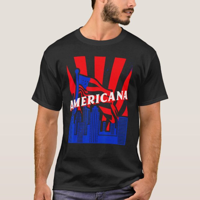 Americana, City, Flag, BJJ, Jiu-Jitsu, MMA, Fighti T-Shirt (Front)