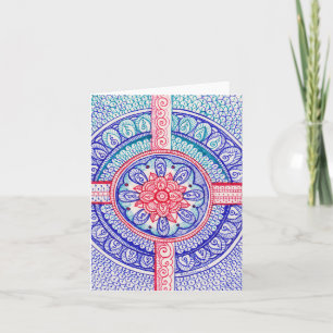 Americana Colours Damask Indian Mandala Thank You Card