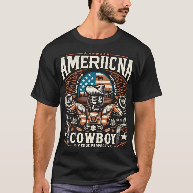 Americana Cowboy Retro Rodeo T-Shirt (Front)