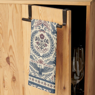 Americana Eagles Floral Stars & Stripes ID1298 Tea Towel