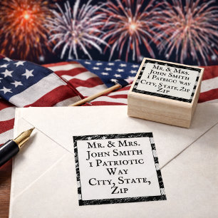 Americana Flag rustic return address Rubber Stamp