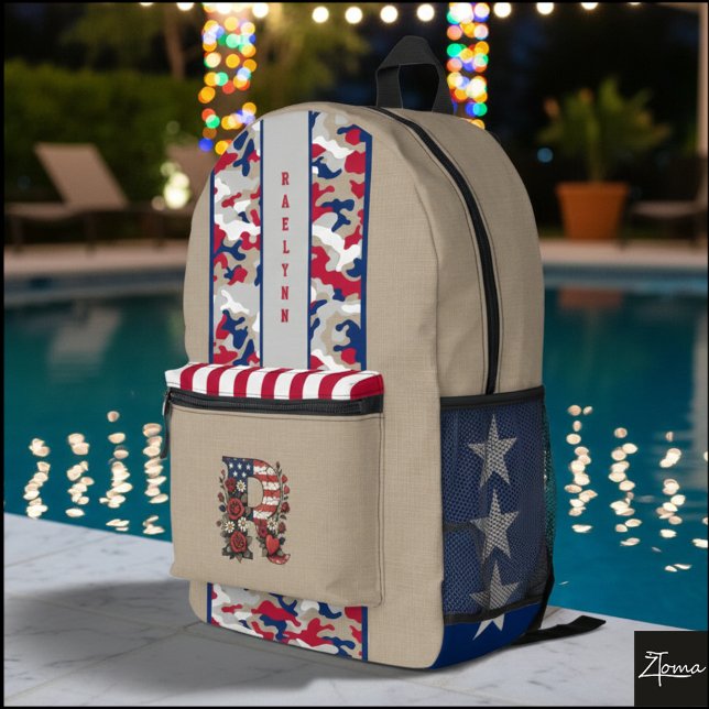 Americana Floral Camo Monogram Backpack (Creator Uploaded)