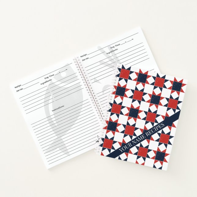 Americana Folk Art Star Quilt Pattern Recipe Notebook (Inside)