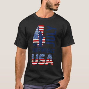 Americana Fourth Of July American Flag Statue Of L T-Shirt