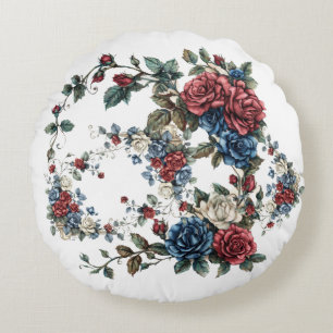 Americana Garden Patriot Roses Round Cushion
