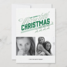 Americana Green Reindeer Holiday Photo Card