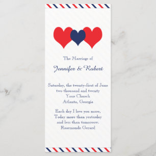Americana Hearts Wedding Program Programme
