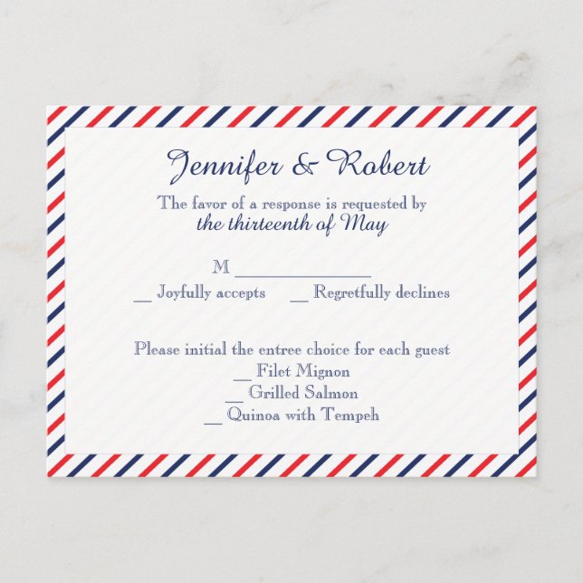 Americana Hearts Wedding RSVP Postcard (Front)