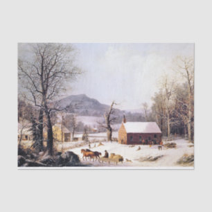 Americana Horse Sleigh Snowy Winter Tissue Paper