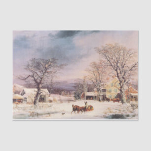 Americana Horse Sleigh Snowy Winter Tissue Paper