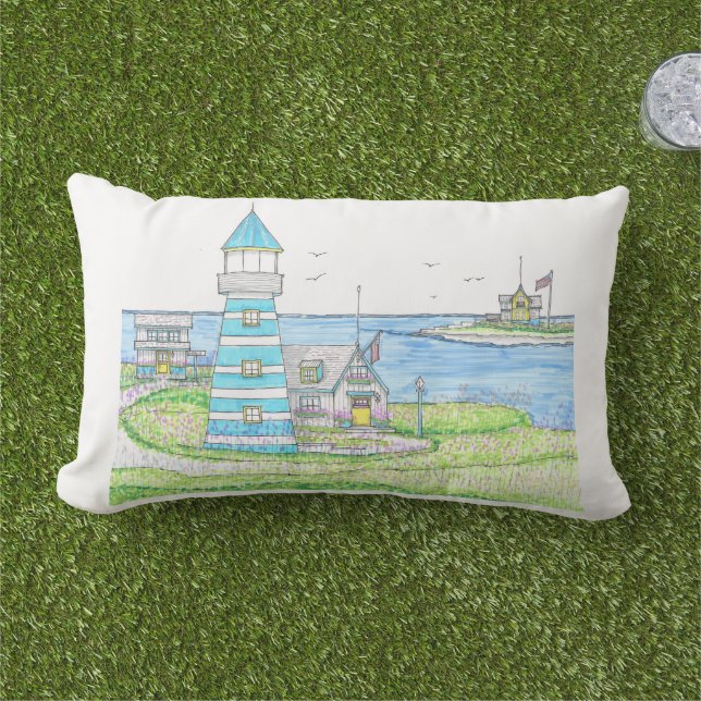 Americana Lighthouse Lumbar Pillow (Grass)