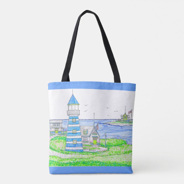 Americana Lighthouse Tote Bag (Back)