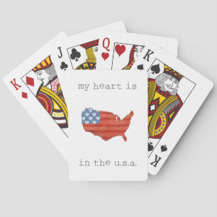 Americana   My Heart Is In The USA Map Playing Cards