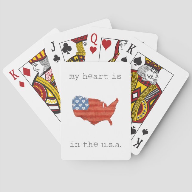 Americana | My Heart Is In The USA Map Playing Cards (Back)