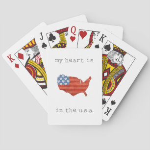 Americana   My Heart Is In The USA Map Playing Cards