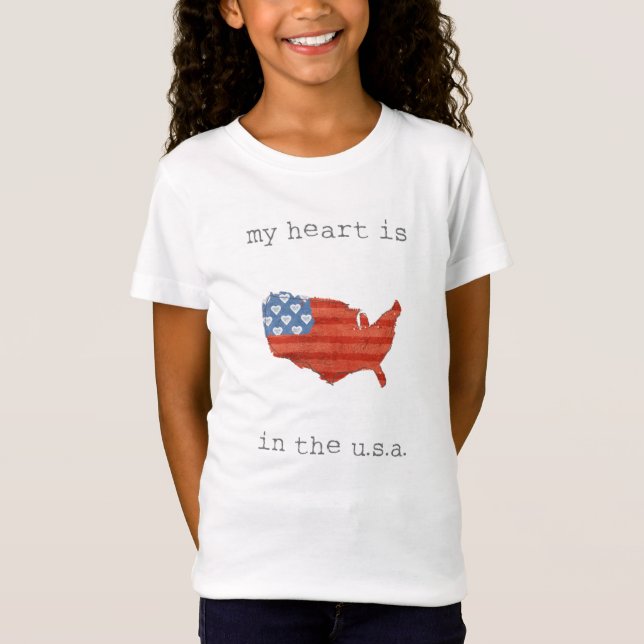Americana | My Heart Is In The USA Map T-Shirt (Front)