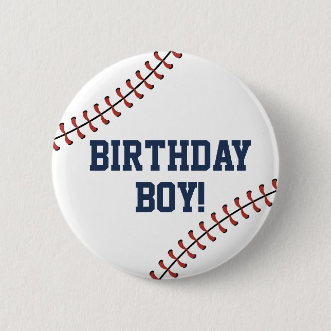 Americana Navy & Red Baseball Birthday Boy/Girl 6 Cm Round Badge (Front)
