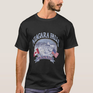 Americana Niagara Falls Scene Canada America Flags T-Shirt