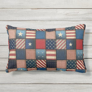 Americana Patchwork Image Lumbar Cushion