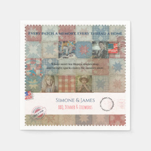 Americana Photo Memory Quilt Party Decor Napkin