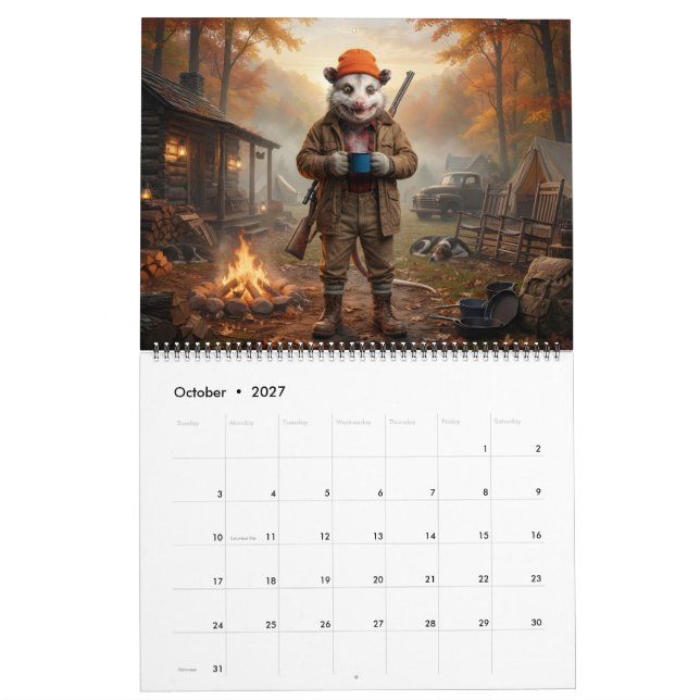 Americana Possum Calendar Rustic Patriotic (Oct 2027)