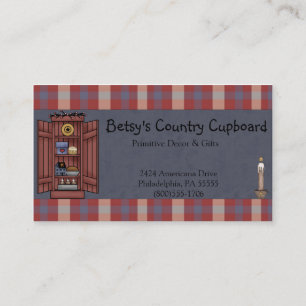 Americana Primitive Country Red, white, Blue Plaid Business Card
