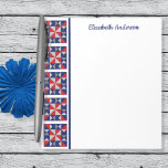 Americana Quilt Block Border Note Pad<br><div class="desc">Personalise this nice sized notepad printed with a pinwheel block style quilt border and your name or other text. Pattern is in Americana red, navy blue and grey colours. Generous blank writing space for all your lists, small sketches or other daily notes. Nice personalised gift for a quilting or sewing...</div>