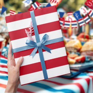 Americana Red And White Stripes Wrapping Paper