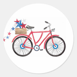 Americana Red Bike Classic Round Sticker