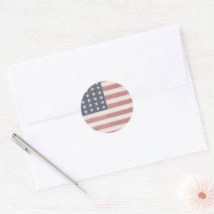 Americana Red White and Blue Vintage Flag Classic Round Sticker
