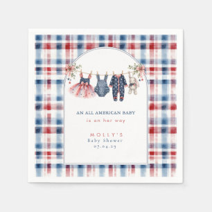 Americana Red White and Blue Watercolor Pattern  N Napkin