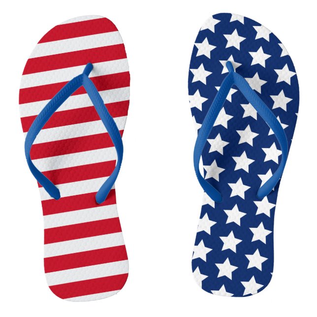Americana Red White Blue Stars and Stripes Jandals (Footbed)