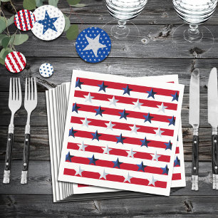 Americana Red White Blue Stars And Stripes Napkin
