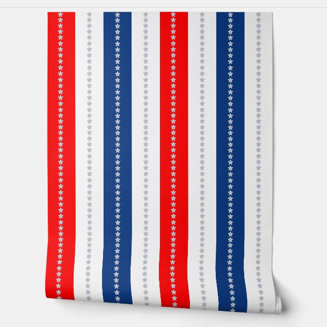 Americana Red White Blue Stars & Stripes Wallpaper (Unrolling)
