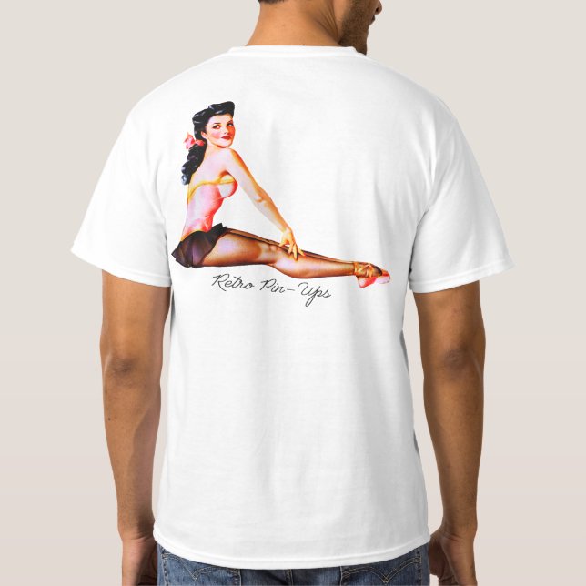 Americana Retro 1950s Pin Up Girl Ballerina T-Shirt (Back)