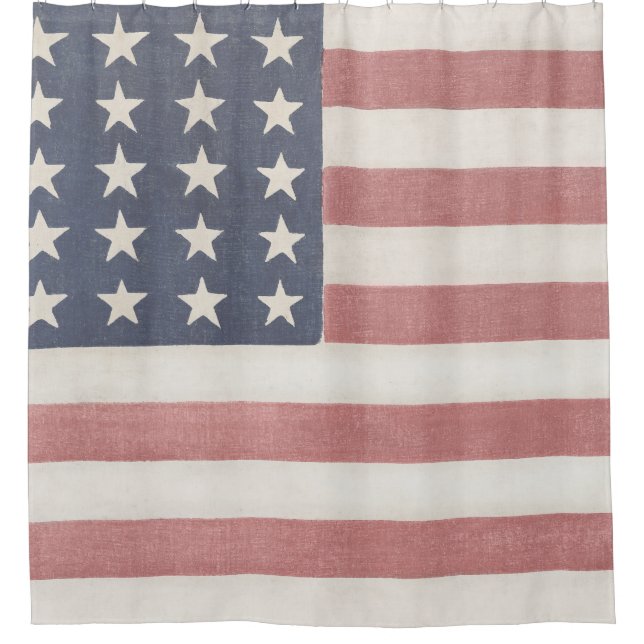 Americana Rustic American Flag Shower Curtain (Front)