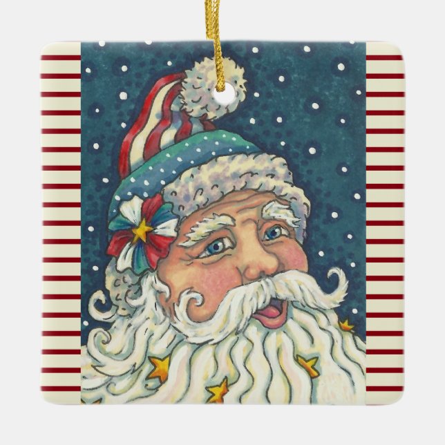 AMERICANA ST. NICK, CHRISTMAS HOLIDAY ORNAMENT Squ (Front)