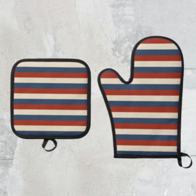 Americana Stripes – Oven Mitt & Pot Holder Set (Creator Uploaded)