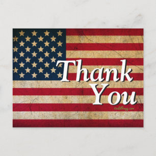 Americana Vintage USA Flag Thank You Postcard