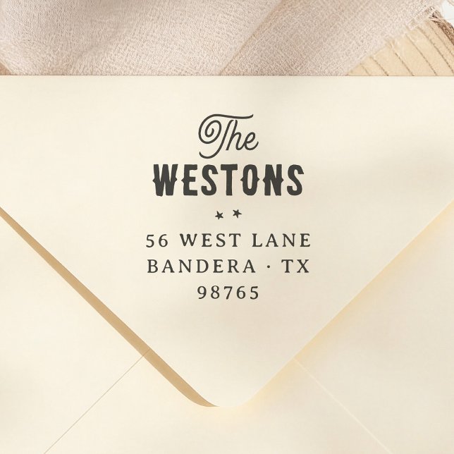 Americana Western Typography Return Address Rubber Stamp (Creator Uploaded)